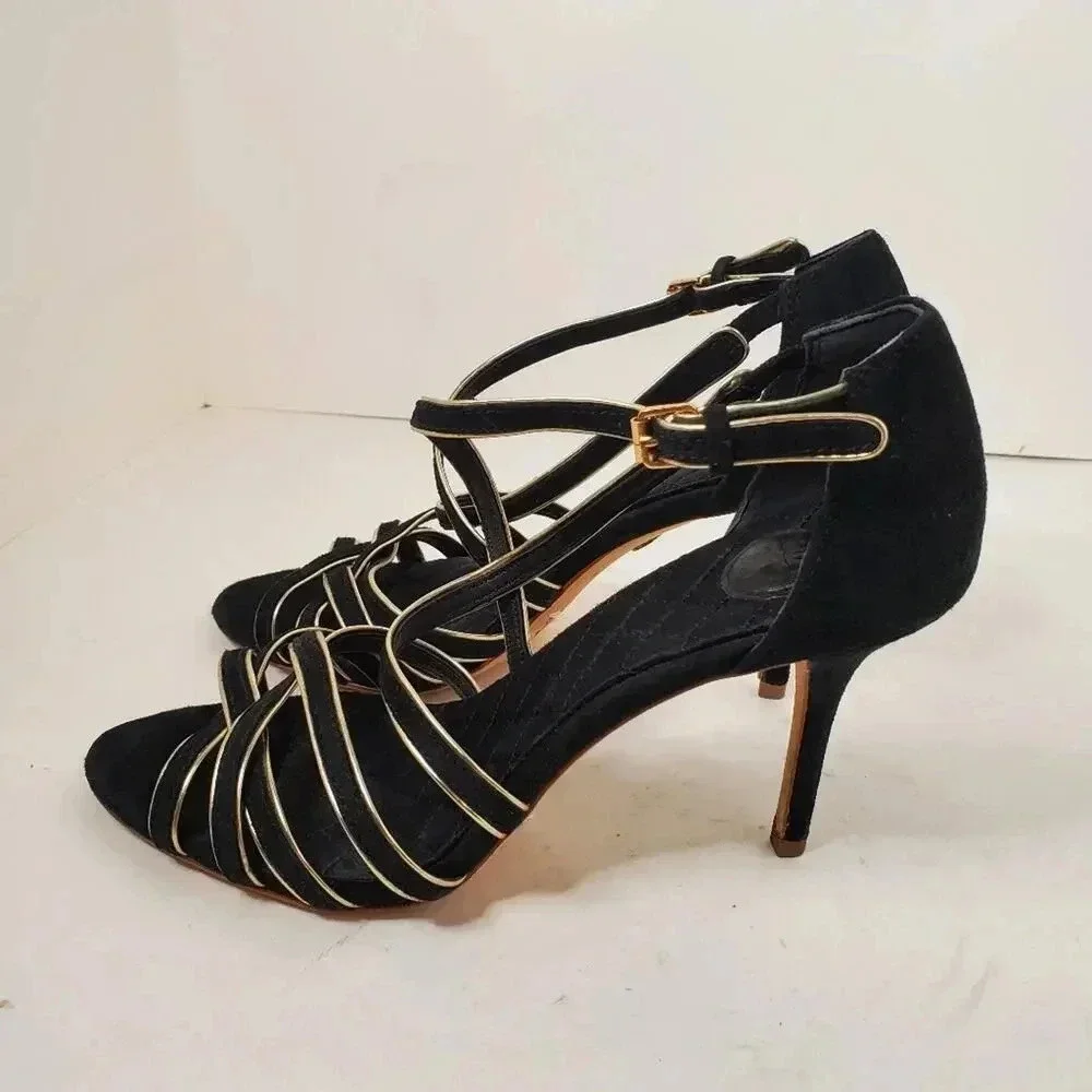 Tory Burch Suede Leather Trim Embellished Sandals 6.5